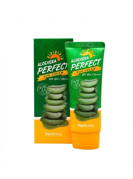 Солнцезащитный крем с экстрактом алоэ Aloe vera perfect sun cream SPF50+PA+++ 70 г "Farm Stay"