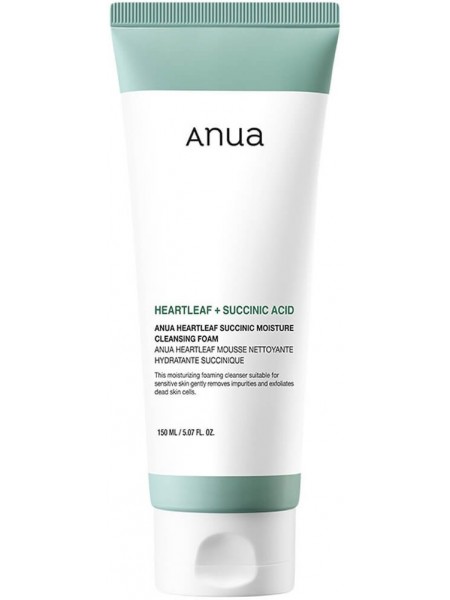 Гель-пенка для умывания с янтарной кислотой Heartleaf Succinic Moisture Cleansing Foam "Anua"