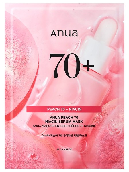 Тканевая маска с персиком для сияния кожи Peach 70% Niacin Serum Mask 25 мл "Anua"