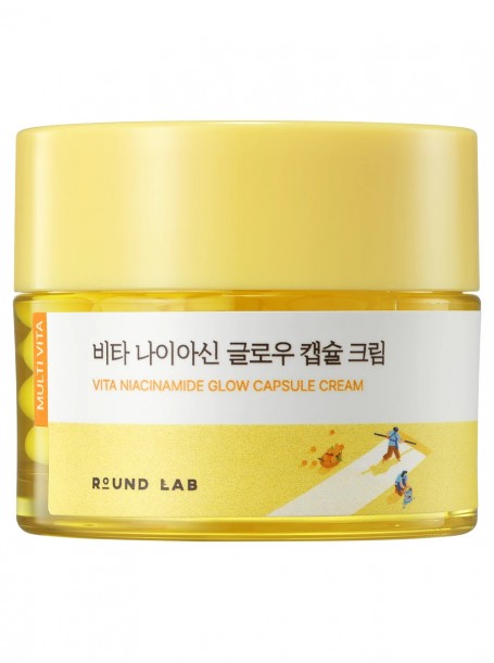 Осветляющий капсульный крем с ниацинамидом для сияния кожи Vita Niacinamide Glow Capsule Cream 50 мл "Round Lab"