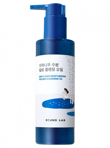 Гидрофильное масло с берёзовым соком и кислотами Birch Juice Moisturizing Peeling Cleansing Oil 200 мл  "Round Lab"
