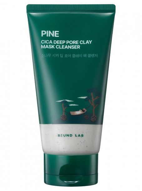 Очищающая маска-пенка с экстрактом сосны и центеллы Cica Deep Pore Clay Mask Cleanser 150 мл "Round Lab"