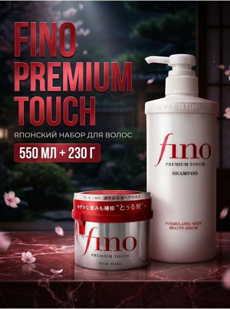 Набор шампунь и маска для волос Fino Premium Touch Shiseido для повреждённых волос, 550 мл + 230 г "FINO"