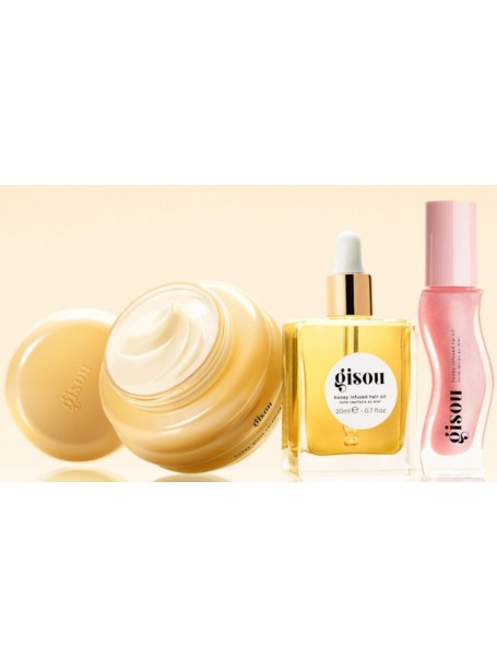 Средства для волос и губ Honey Glow Icons: маска 75 мл, масло для волос 20 мл, масло для губ 8 мл "gisou"