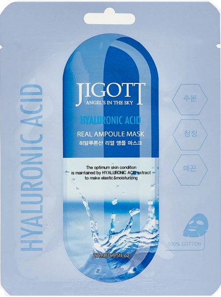 Ампульная тканевая маска с гиалуроновой кислотой / Hyaluronic Acid Real Ampoule Mask, 27 мл "Jigott"
