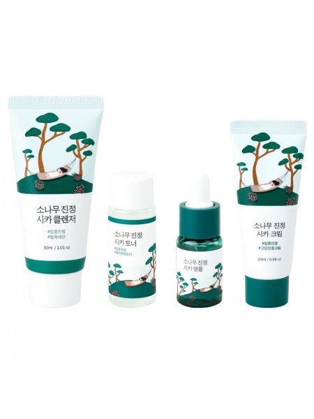 Travel-набор средств с экстрактом сосны Round Lab Travel-Friendly Mini Skincare Kit Pine Calming 30мл+20мл+10мл+20мл "Round Lab"