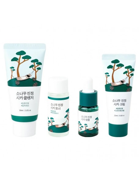 Travel-набор средств с экстрактом сосны Round Lab Travel-Friendly Mini Skincare Kit Pine Calming 30мл+20мл+10мл+20мл "Round Lab"