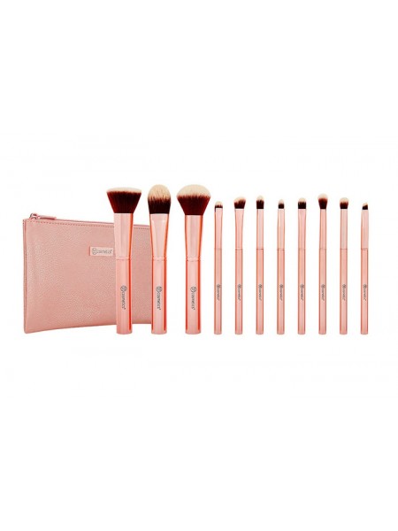 Набор кистей 11 шт в косметичке Metal Rose – 11 Piece Brush Set With Cosmetic Bag "BH Cosmetics"