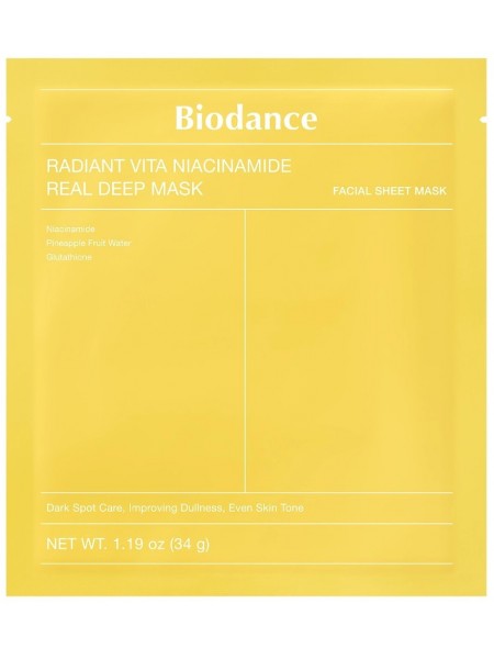 Гидрогелевая маска для сияния Radiant Vita Niacinamide Real Deep Mask"Biodance"
