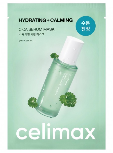 Ампульная тканевая маска с экстрактом центеллы и гиалуроновой кислотой Hydrating Calming Cica Serum Mask 27 мл "CELIMAX"