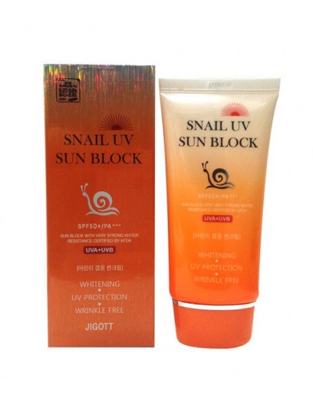 Крем для защиты от солнца Snail UV Sun Block SPF 50 PA +++ 70ml  "Jigott"