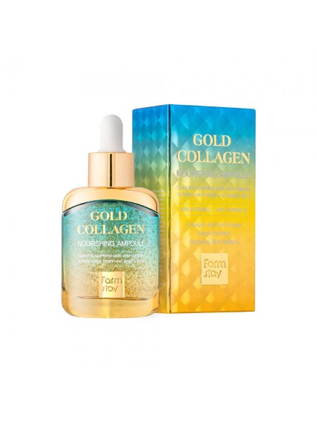 Питательная сыворотка для лица с золотом и коллагеном  Gold Collagen Nourishing Ampoule "FarmStay"