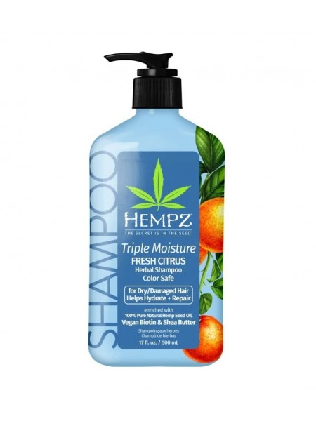 Шампунь Triple Moisture Fresh Citrus Herbal Shampoo для сухих и поврежденных волос 500 мл "Hempz"