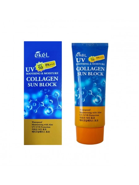 Солнцезащитный крем с коллагеном UV Soothing & Moisture Collagen Sun Block SPF 50 PA+++ "Ekel"