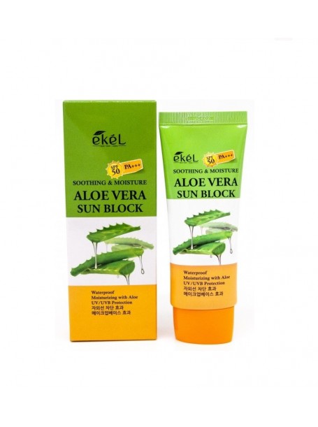 Солнцезащитный крем с алоэ вера UV Soothing & Moisture Aloe Vera Sun Block SPF 50 PA+++ "Ekel"