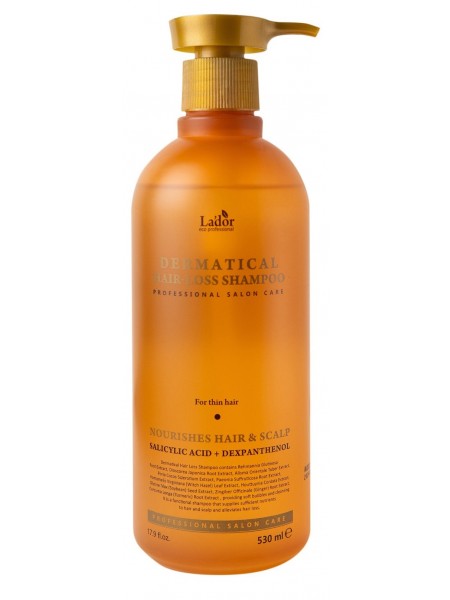 Укрепляющий шампунь для тонких волос Lador Dermatical Hair-Loss Shampoo For Thin Hair 530 мл "Lador"