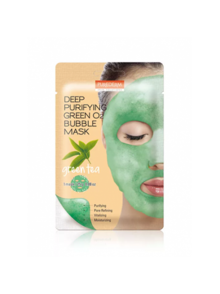 Кислородная маска Deep Purifying Green O2 Bubble Mask Green Tea с экстрактом зеленого чая "Purederm"