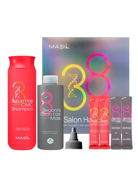 Набор для восстановления волос с кератином и коллагеном  Salon Hair Set "Masil"