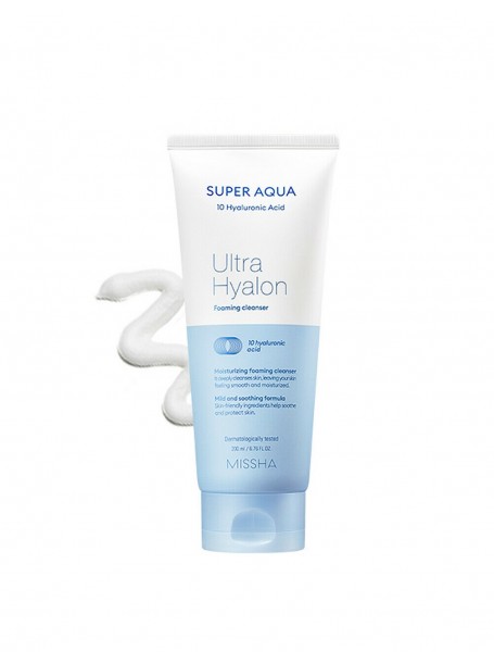 Очищающая пенка для лица Super Aqua Ultra Hyalron Cleansing Foam 200 мл "Missha"