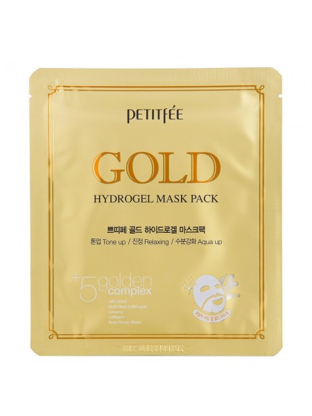 Гидрогелевая маска для лица с золотом  Gold Hydrogel Mask "Petitfee"