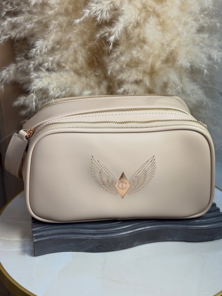 Бежевая косметичка 3 отсека "Charlotte Tilbury"