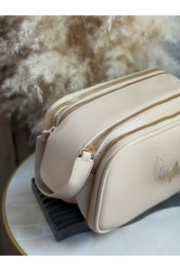 Бежевая косметичка 3 отсека "Charlotte Tilbury"