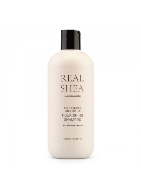 Питательный шампунь для повреждённых волос с маслом ши Real Shea Nourishin 400мл  RATED GREEN