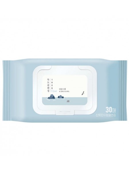 Очищающие салфетки для снятия макияжа 1025 Dokdo Cleansing Tissue "Round Lab"