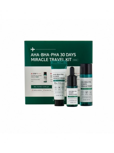 Набор средств от прыщей с кислотами  AHA BHA PHA 30 Days Miracle Travel Kit 3 "Some By Mi"