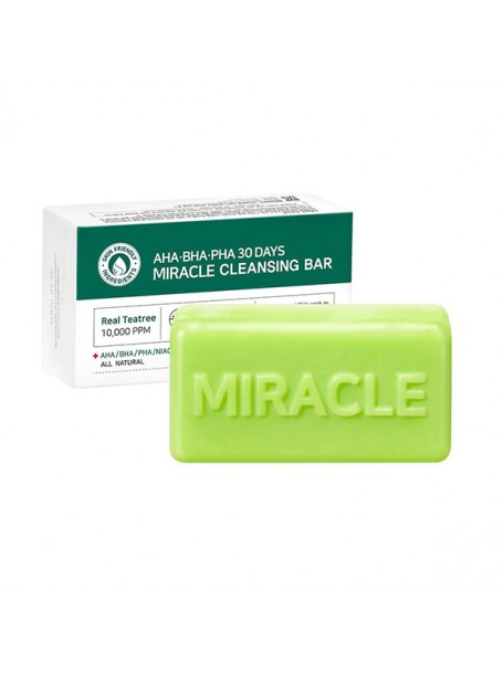 Очищающее мыло для проблемной кожи с кислотами AHA-BHA-PHA 30 Days Miracle Cleansing Bar "Some By Mi"