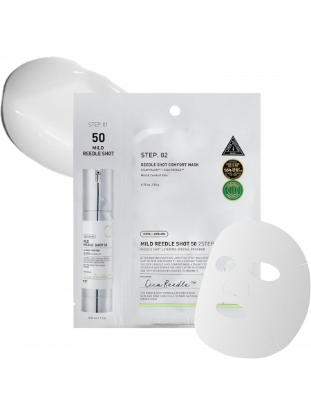 Деликатная двухфазная маска с микроиглами Mild Reedle Shot 50 2 Step Mask, 1,5g+25g "VT Cosmetics" 